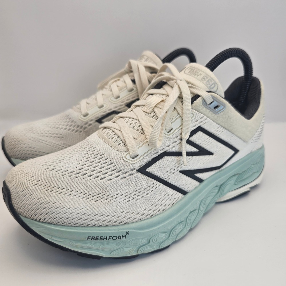 New Balance Fresh Foam X 860 v13 Sea Salt Black Blue Running Shoes Womens Size 8